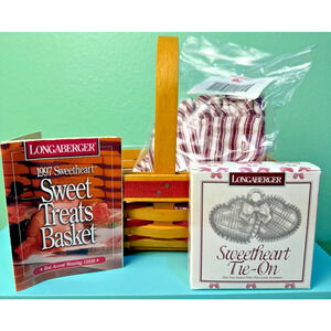 Longaberger Basket Sweetheart Sweet Treats Red 1997 Liner Protector Tie-On